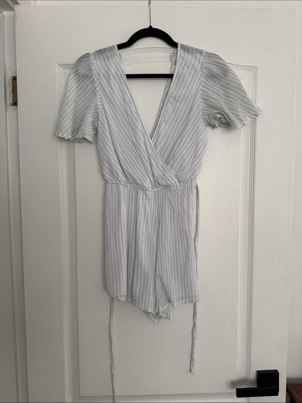 Altered state Romper stripped blue and white